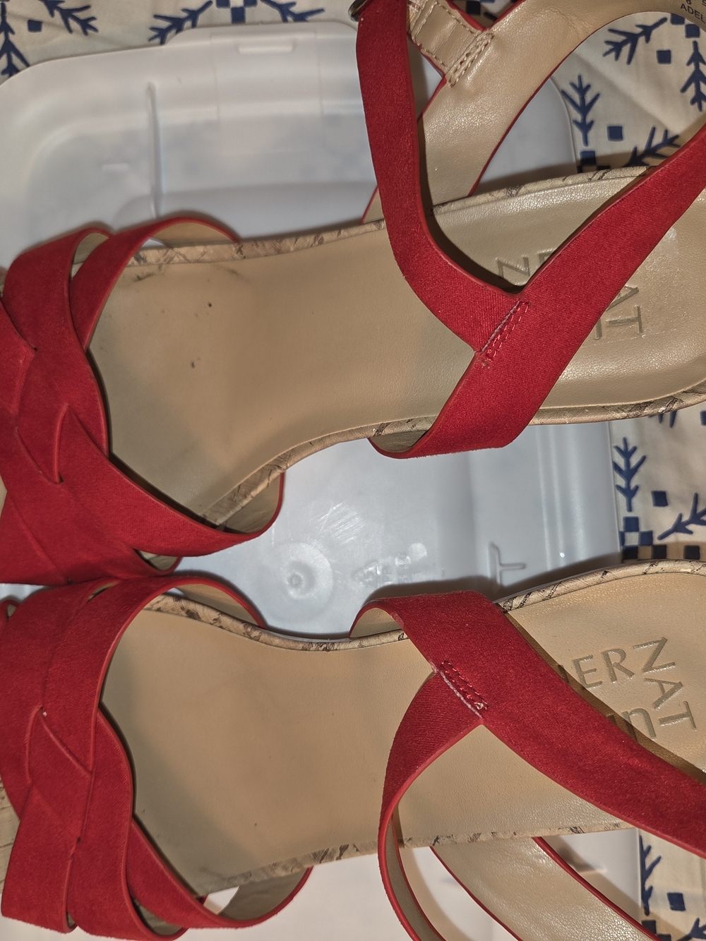 Naturalizer Red Suede Strappy Heels